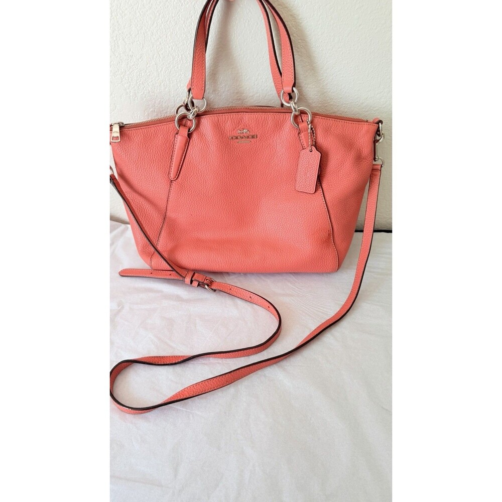 Coach Small Kelsey Satchel Coral Pebble Leather Crossbody Bag F28993 Handbag
